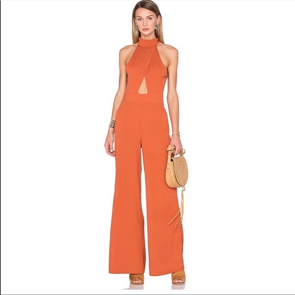 House of Harlow Orange Halter Jumpsuit w Cutout